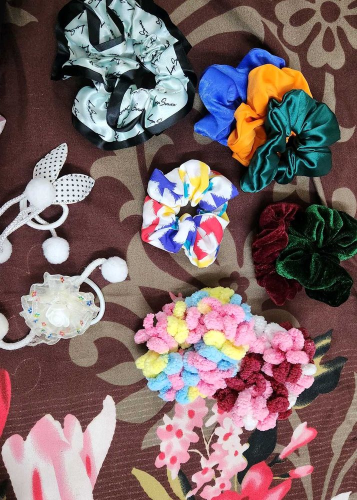 Assorted Scrunchies and Hair Clips Set
