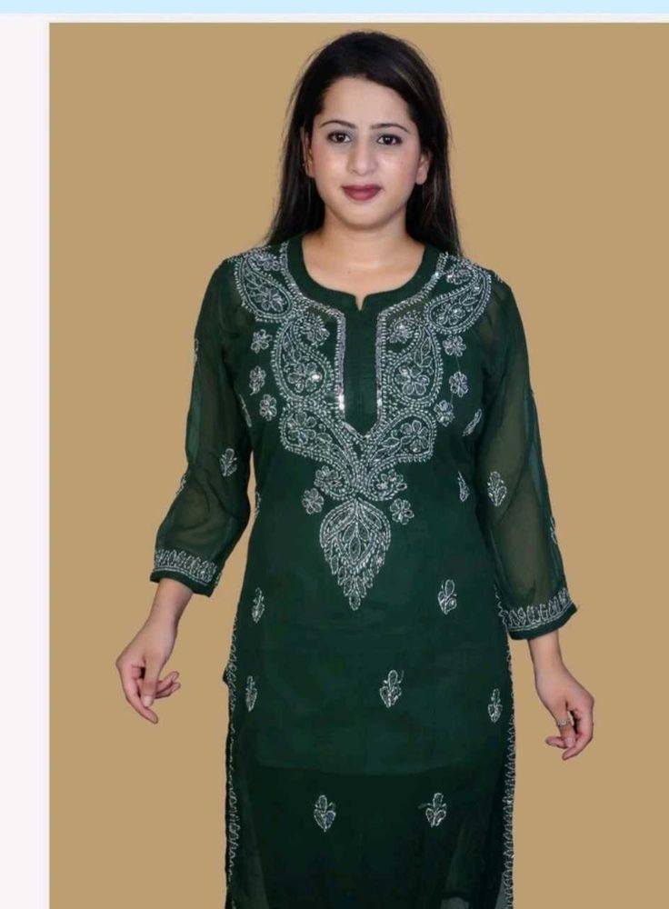 Elegant Green Chikankari Kurta