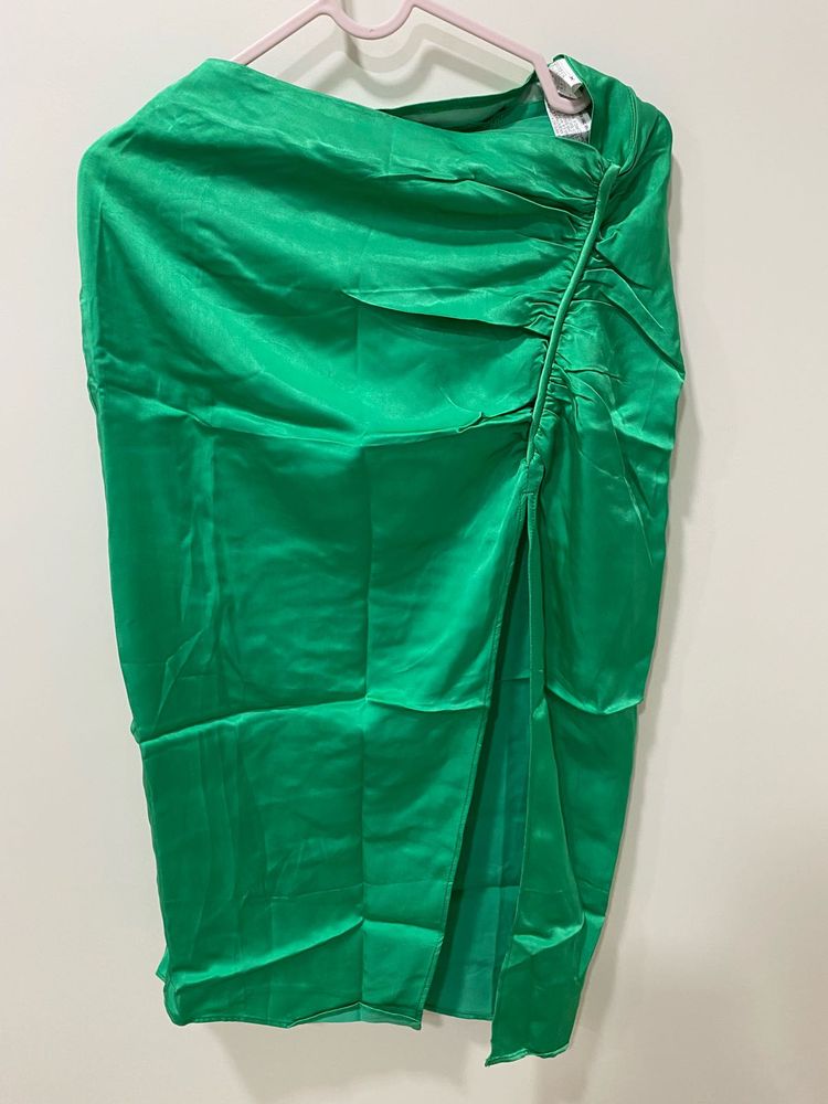 Zara Green Ruched Skirt
