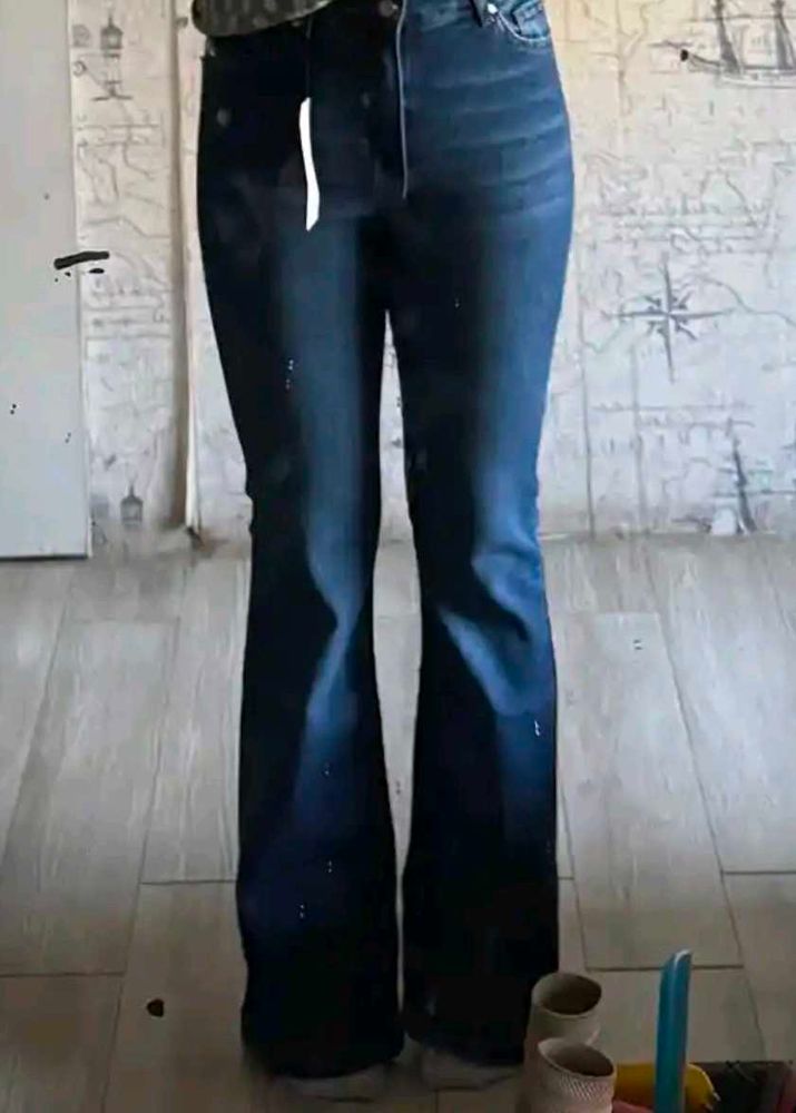 Flared Blue Denim Jeans