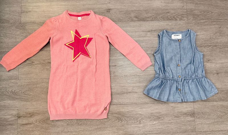 Sweater dress &amp; Sleeveless denim peplum top
