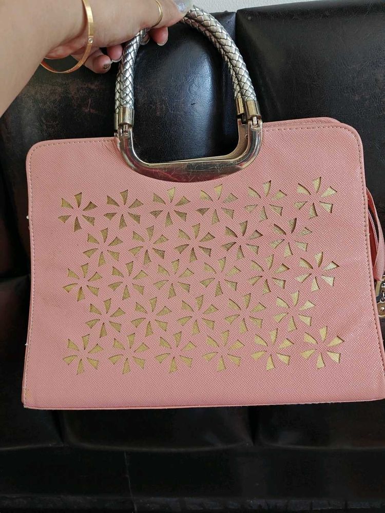 Chic Pink Laser Cut Handbag