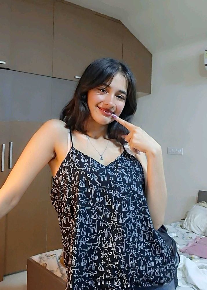 Cute Cat Print Camisole Top
