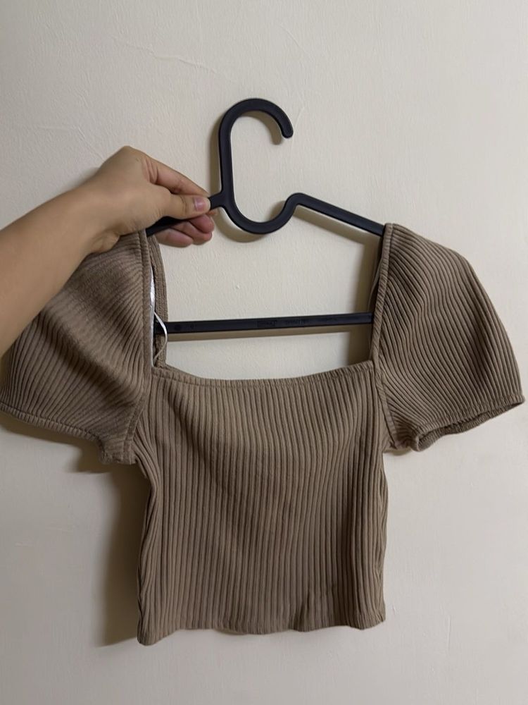 Ribbed Square Neck Crop Top