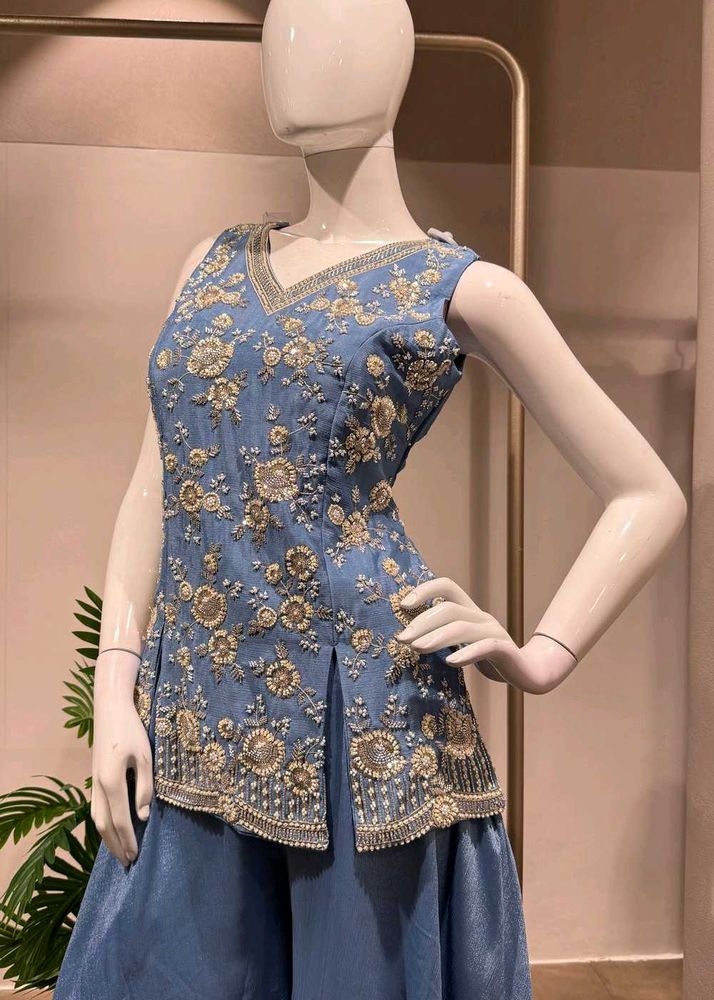 💙✨️Blue Embroidered Sharara Set✨️💙