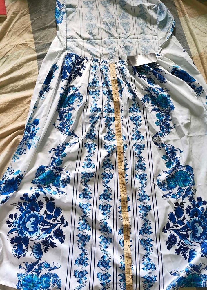 SHEIN Blue Floral Print Dress Material