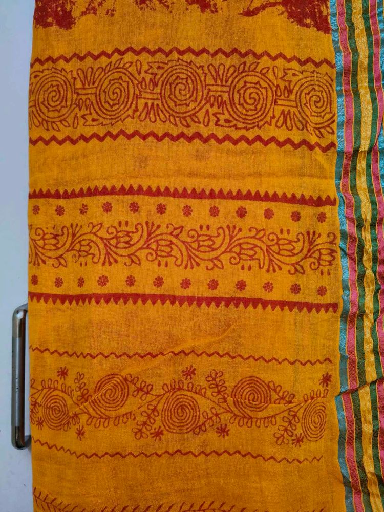 Rangmanch Pure Cotton Bandhni Yellow Dupatta