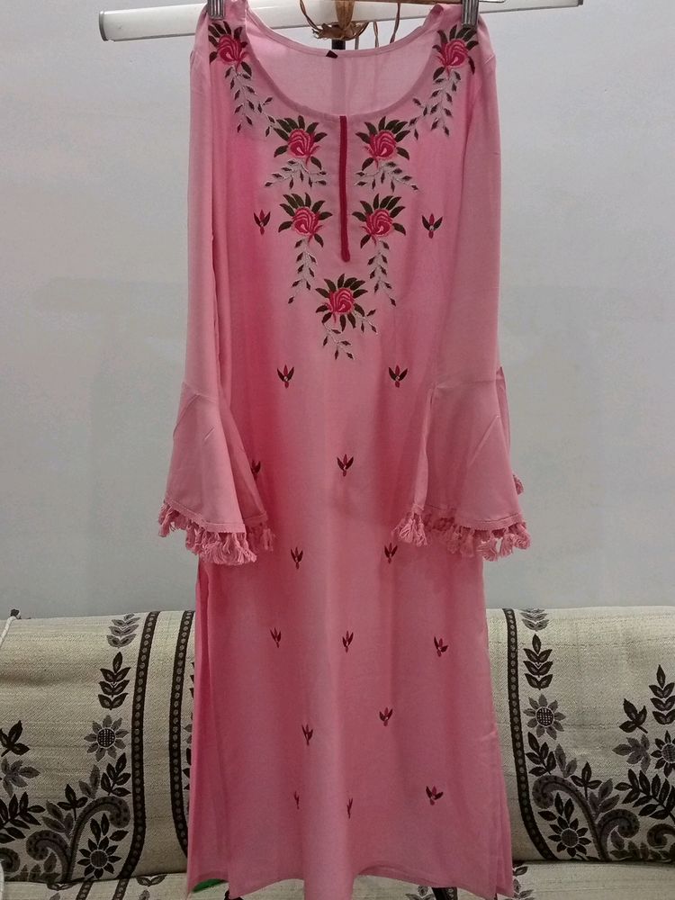 Embroidery Work Kurti With Dhoti