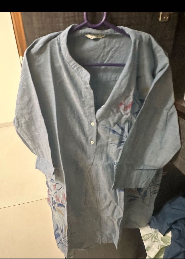 Light Blue Printed Kurta