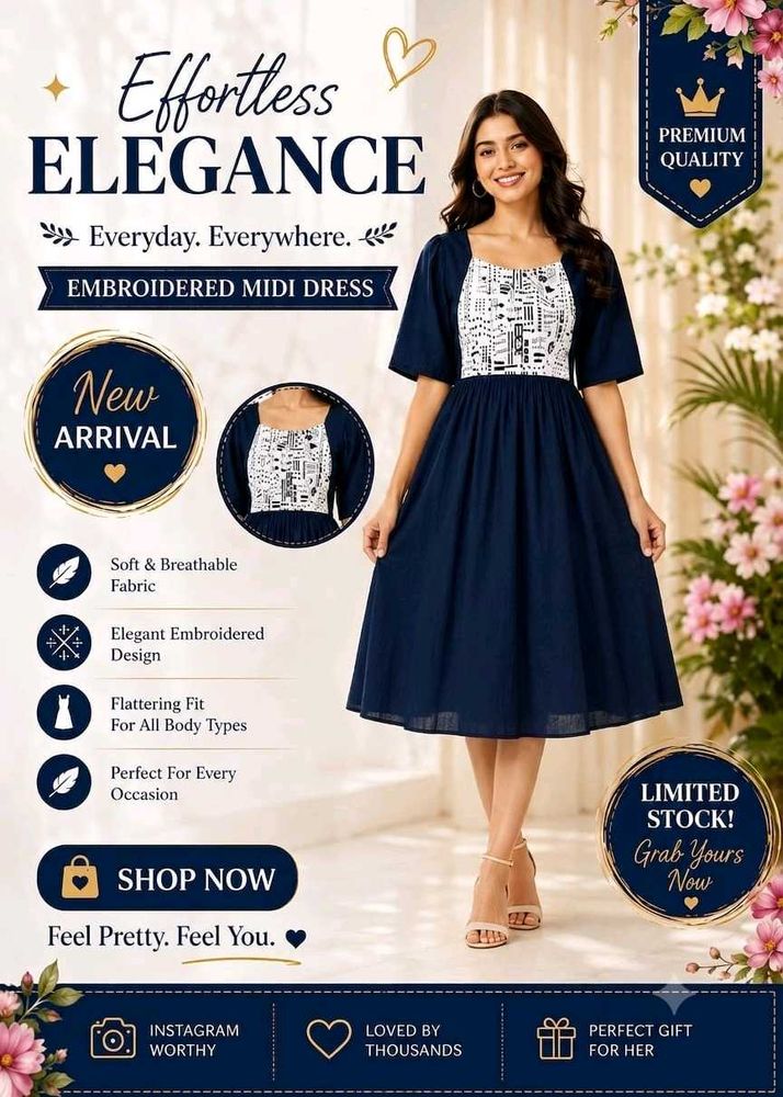 Embroidered Midi Dress - Effortless Elegance