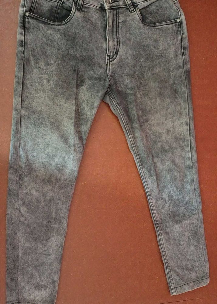 Stylish Grey Acid Wash Jeans