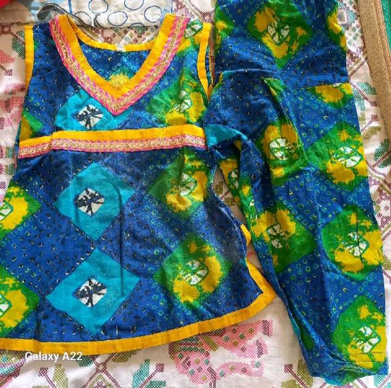 Colorful Ethnic Girl Dress Set For Age 2-4 Yrs