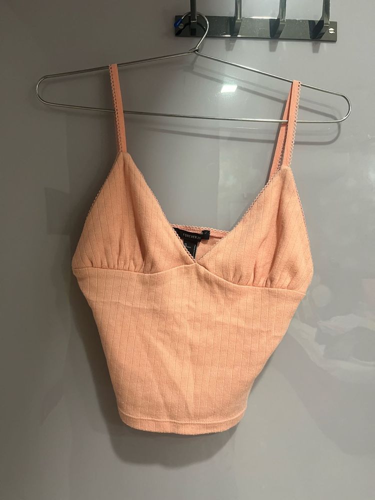 Peach Ribbed Cami Top