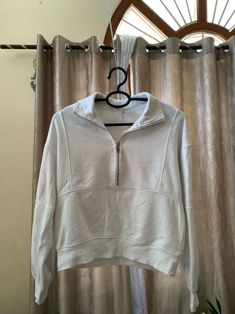 Women's White Quarter Zip Sweatshirt