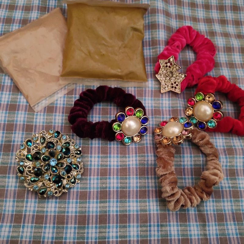 Set Of Items Band, Clip, Powder