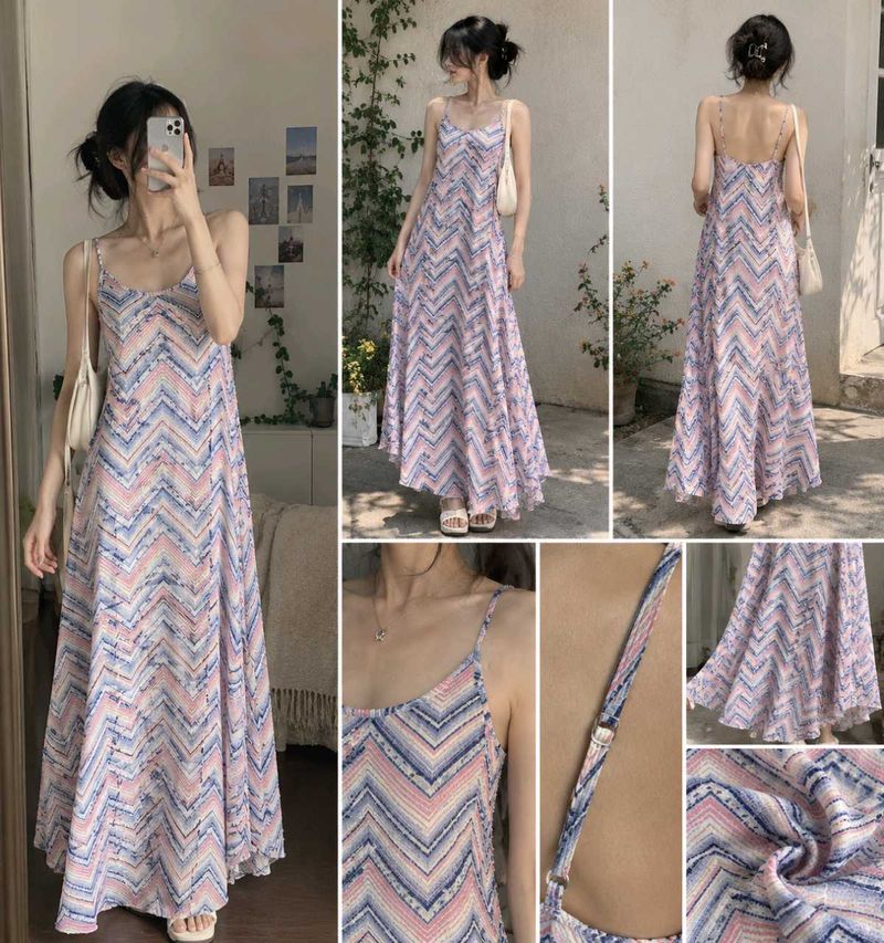 Boho Chevron Print Maxi Dress
