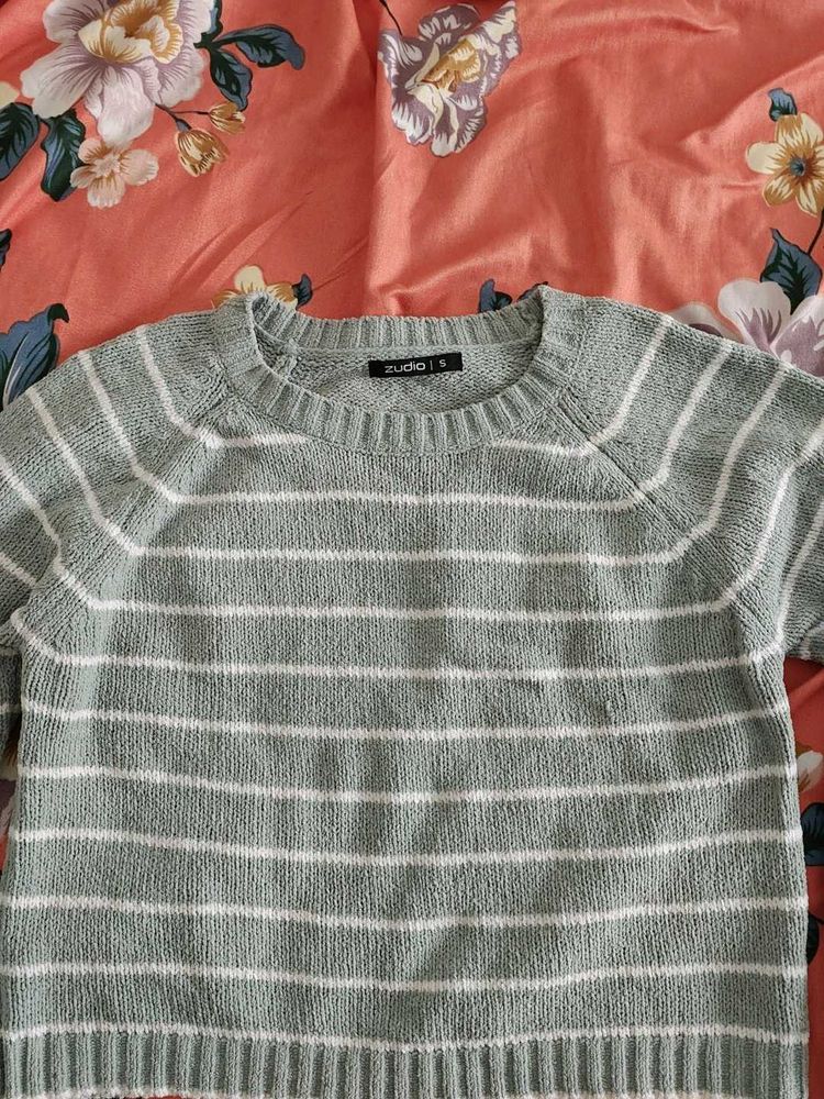 Striped Knit Pullover Sweater