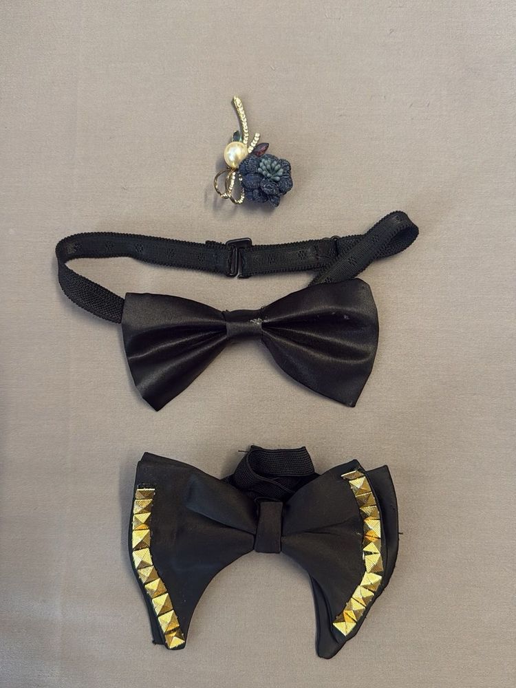 Men's Black Bow Tie Set