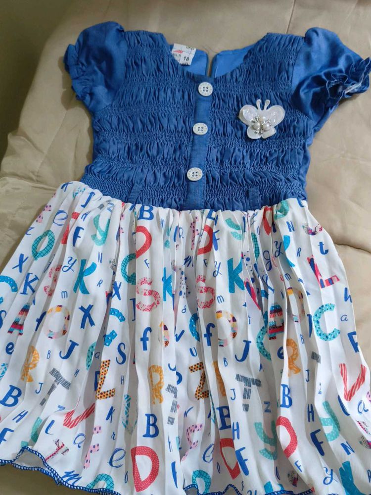 Cute Blue &amp; White Kids Dress size 18