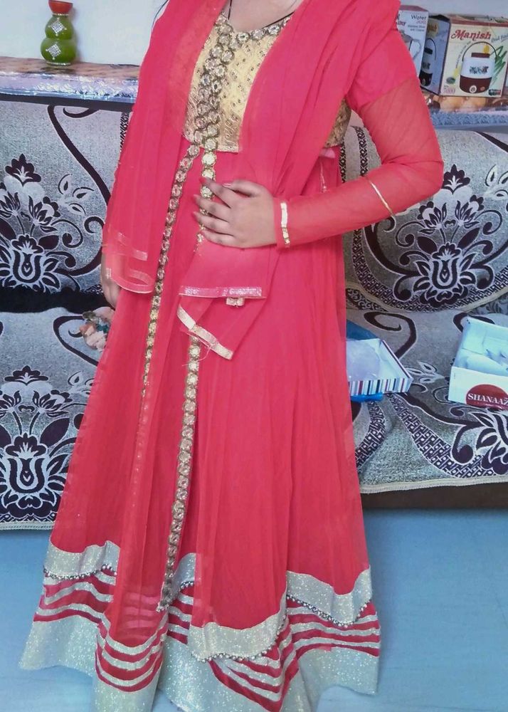 Beautiful Red &amp; Gold Anarkali Suit