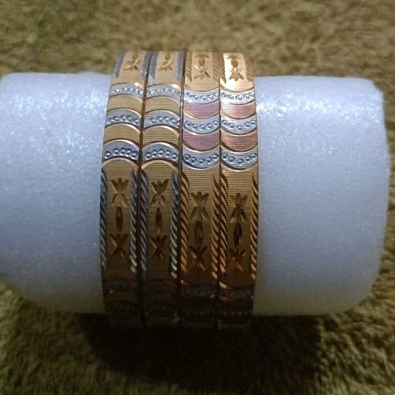 Set of 4 Gold &amp; Silver Bangles Size 2.6