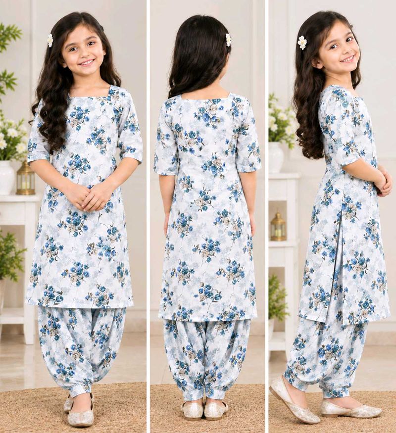 Floral Print Kurta with Patiala Pants