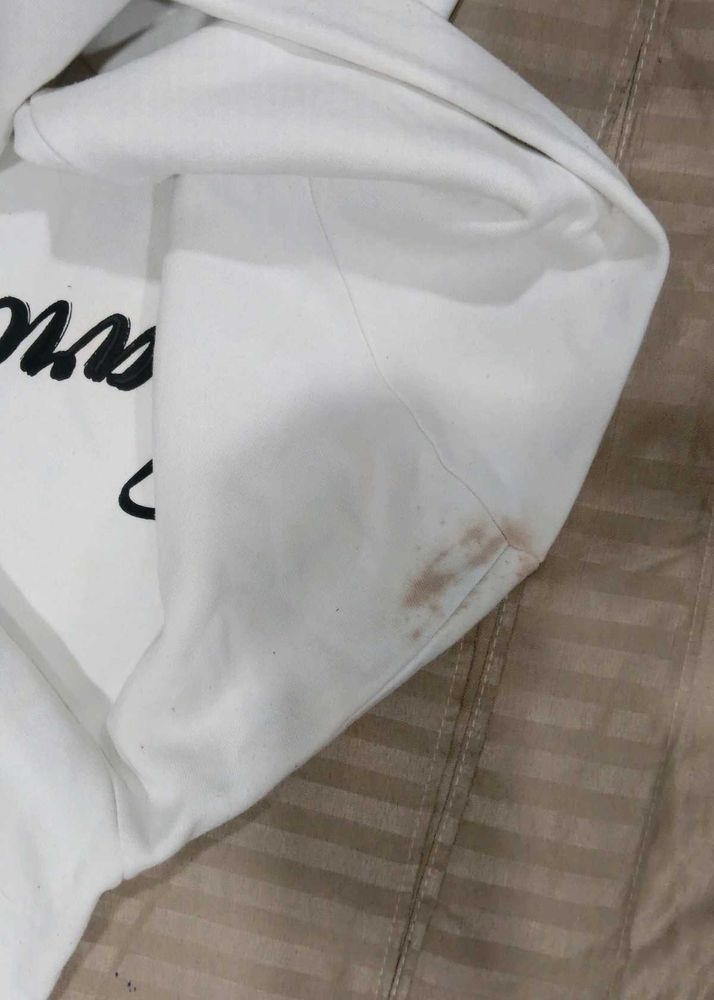 White Sweatshirt with Embroidered Detail