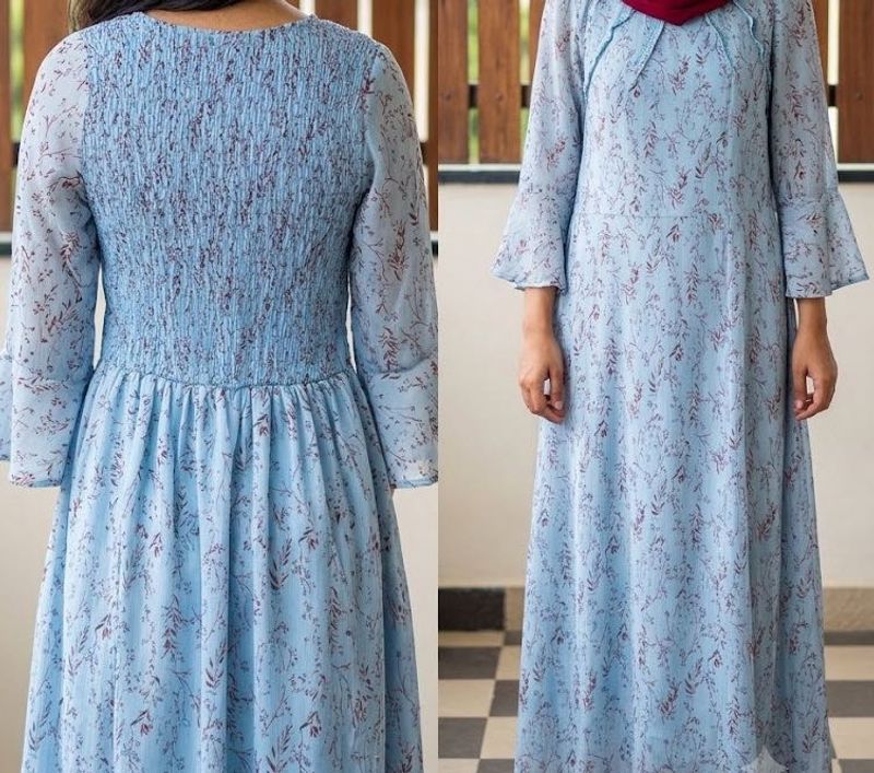 Beautiful Blue Floral Gown