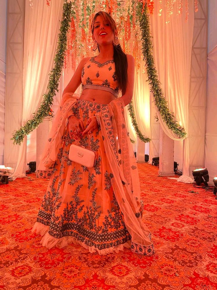 Peach/Coral Coloured Bridal Lehenga