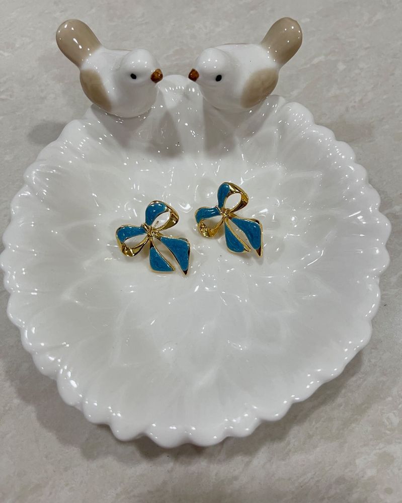 Cute Blue Bow Earrings 🎀