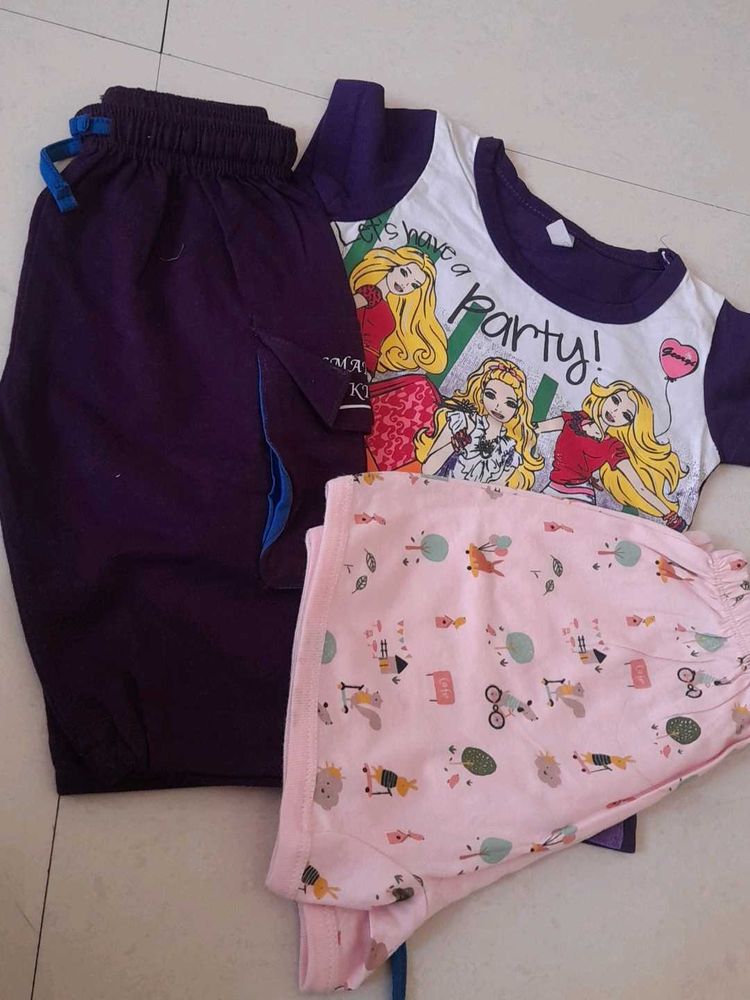 like New Cute Girls Pajama Set एक शर्ट दो शॉट