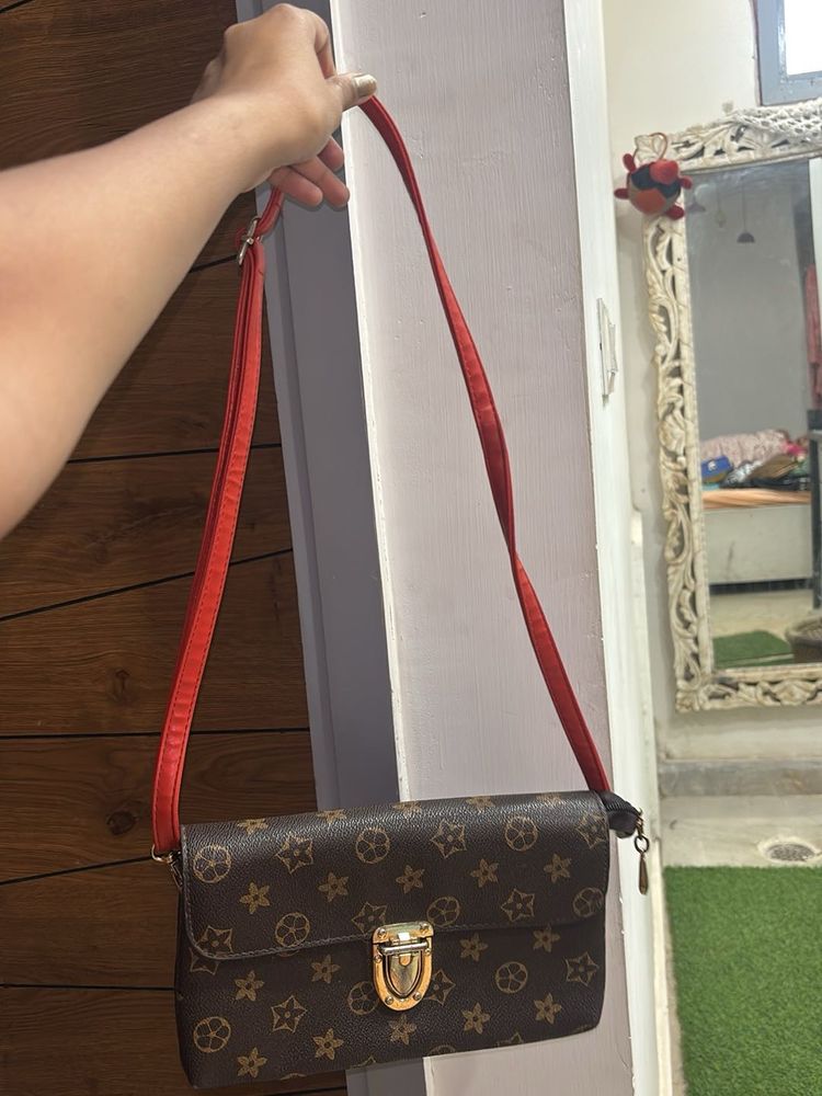 Stylish Brown Monogram Crossbody Bag