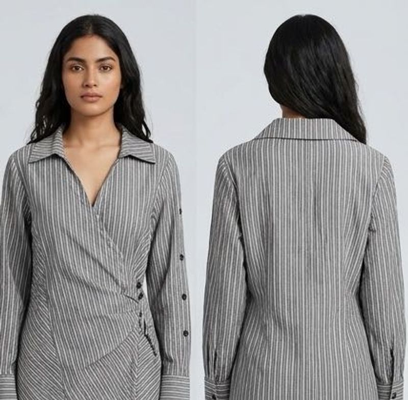 Chic Striped Wrap Dress