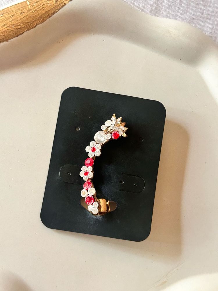 Floral Rhinestone Ear Cuff