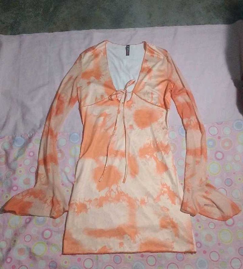 Boho Tie-Dye Bell Sleeve Mini Dress