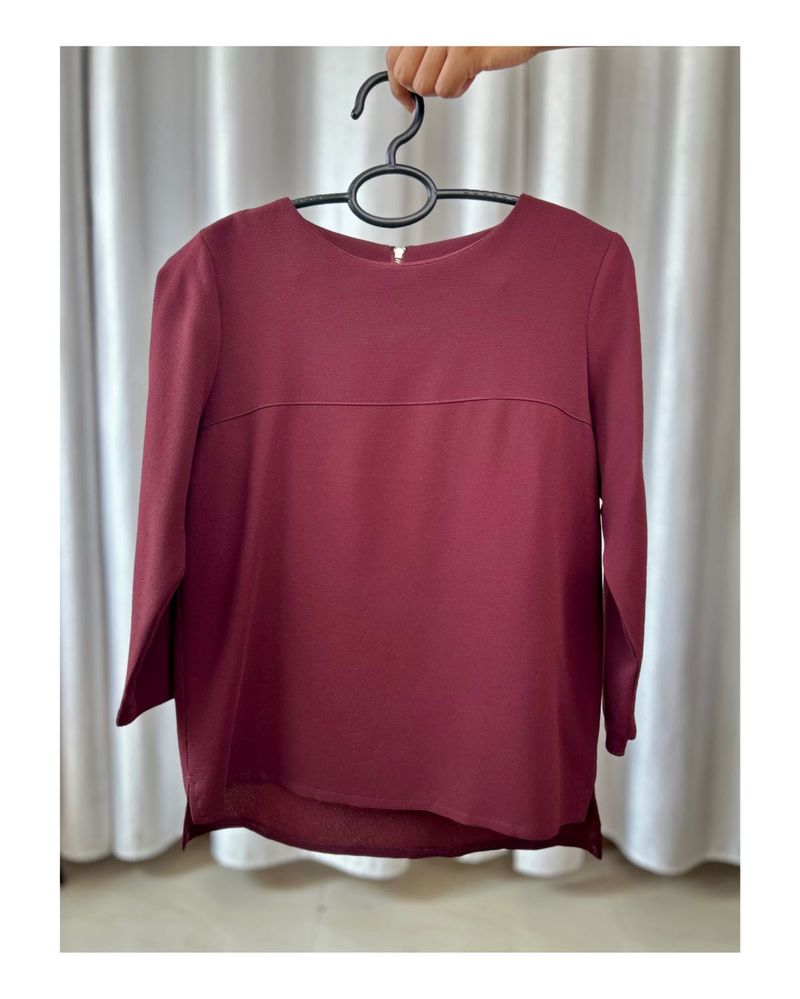 Chic Maroon 3/4 Sleeve Top