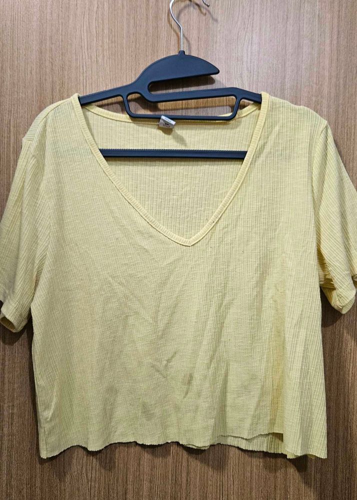 Yellow V-Neck Crop Top