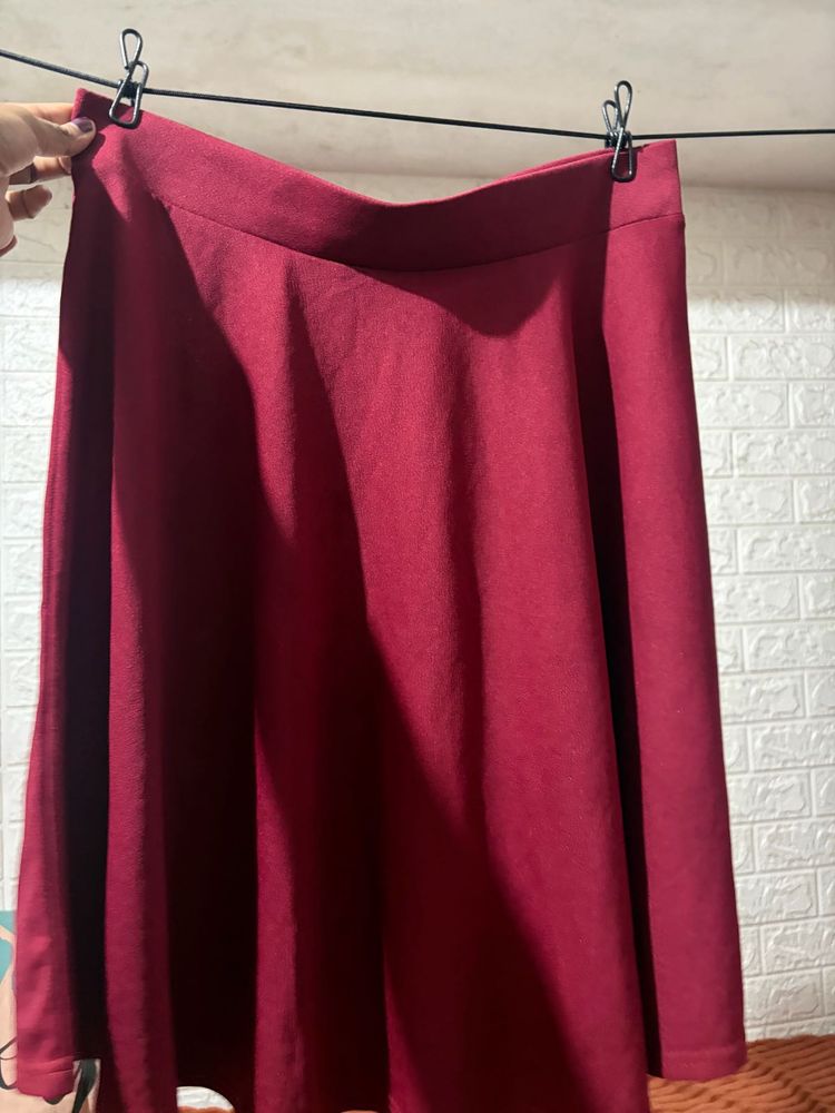 Maroon A-line Skirt