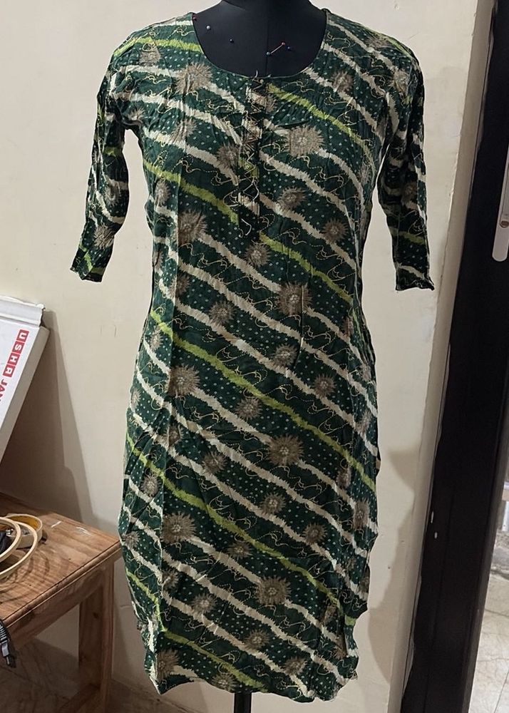 Green Striped Ethnic Kurta