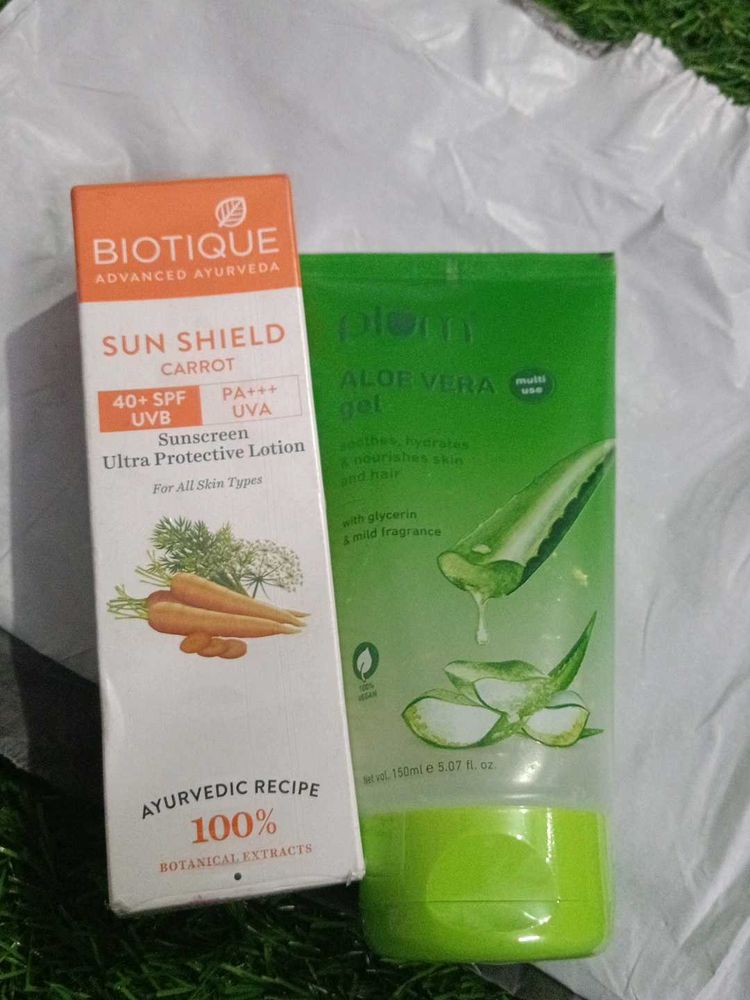 Biotique sunscreen &amp; plum Aloe vera gel
