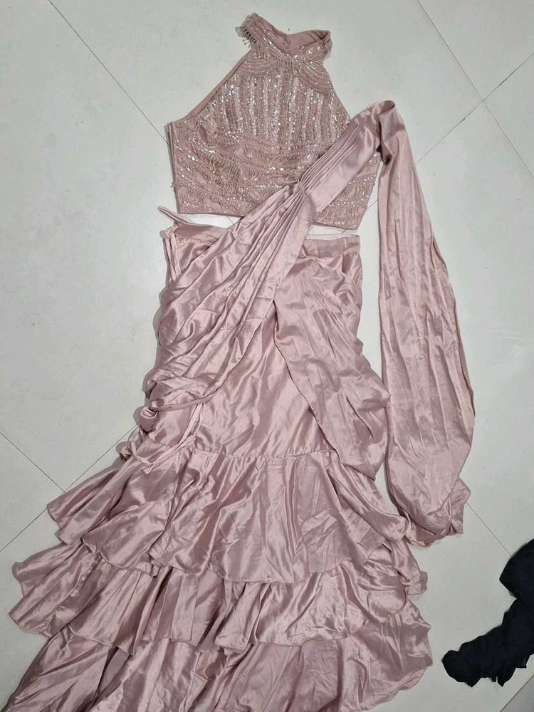 Designer Sequin Blouse &amp; Ruffled Lehenga Set