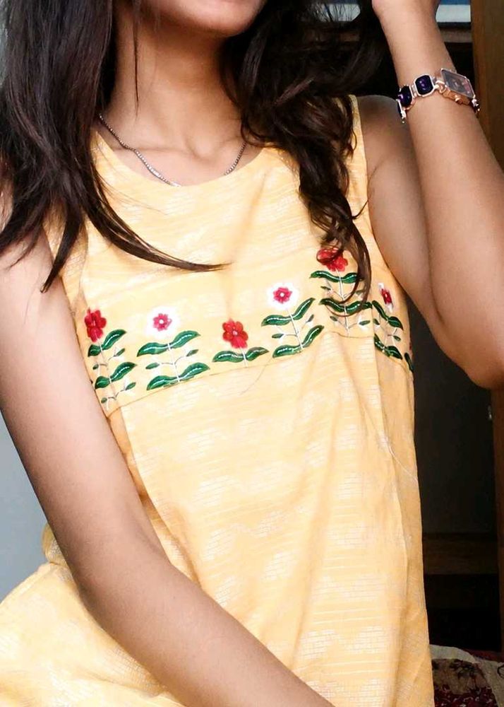 Yellow Embroidered Kurta