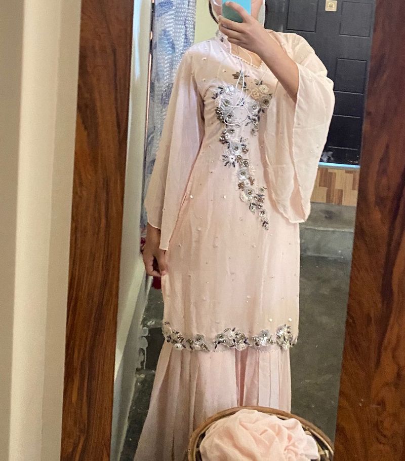 Elegant Pink Embroidered y2k kurti Set