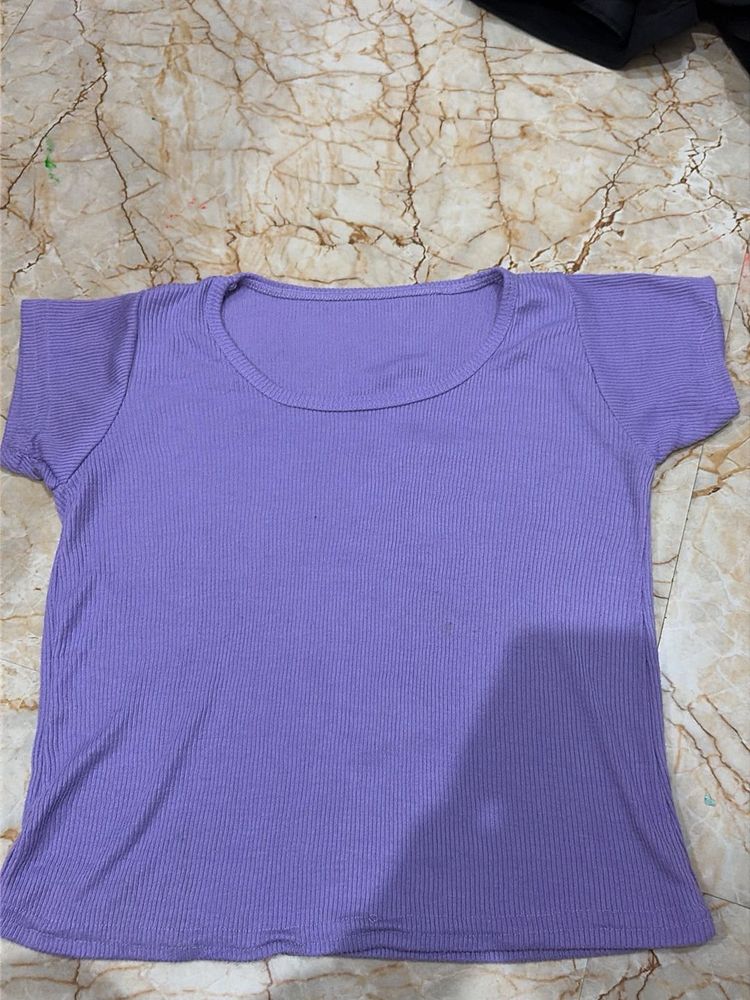 Lavender Ribbed Crop Top