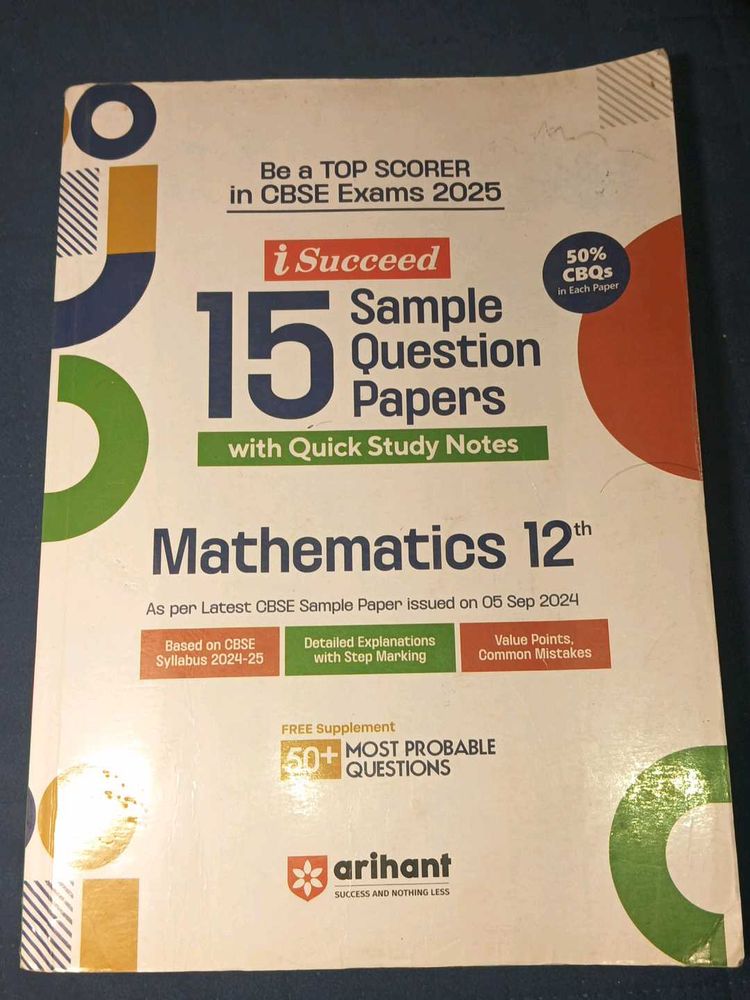 Arihant Math 12th Sample Papers for CBSE 2025