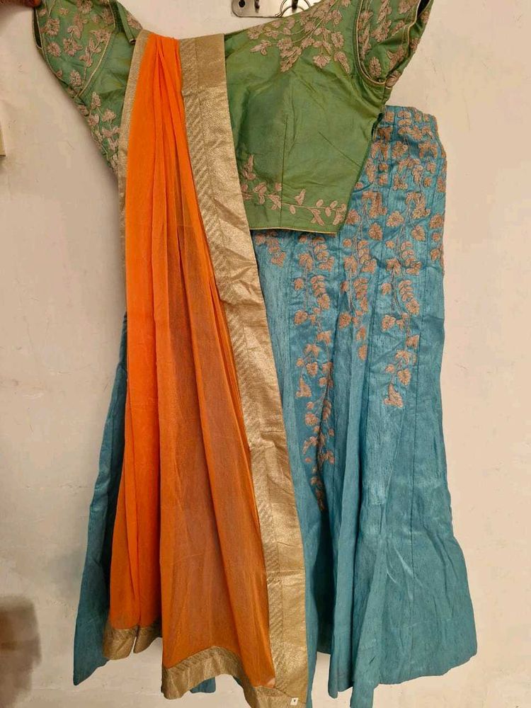 Elegant Blue &amp; Green Lehenga Choli