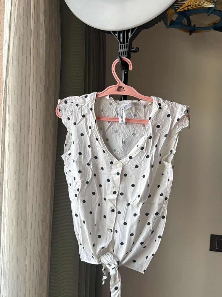 Polka Shirt With Knot