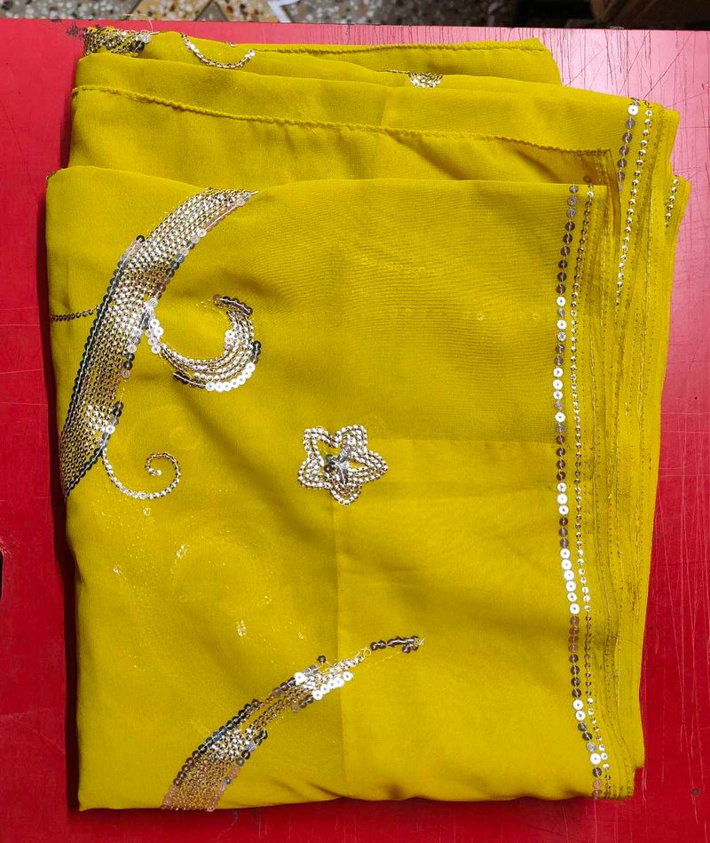 Stunning Yellow Saree with Sequins