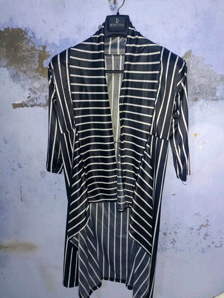 Striped Waterfall Cardigan
