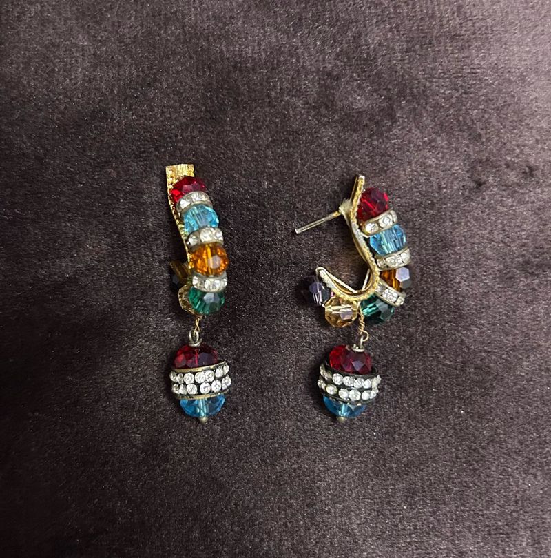 Colorful Gemstone Hoop Earrings
